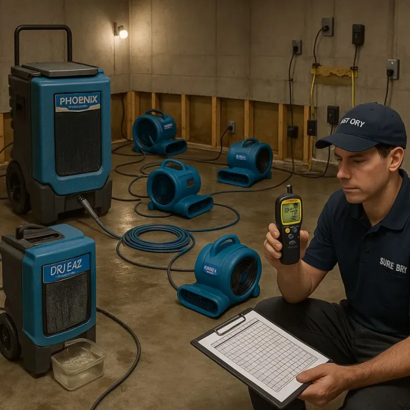 Structural Drying and Dehumidification process in Georgetown, CT